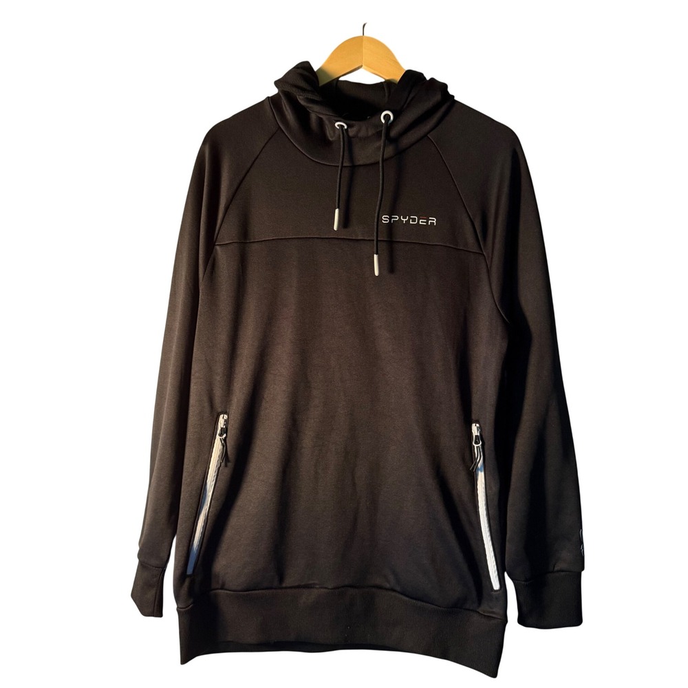 Spyder Mens Black Pullover Hoodie ProWEB Active Tech Logo Sweatshirt Large